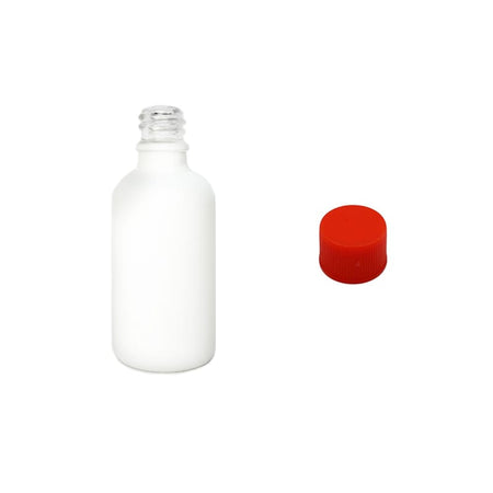 50ml Matte White Glass Dropper Bottle with Red PP Wadded Cap DIN 18mm