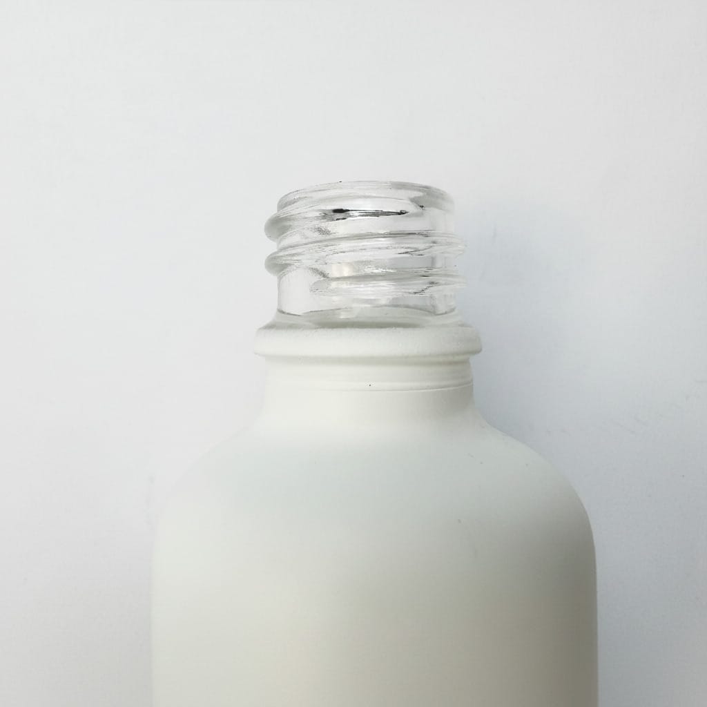50ml Matte White Glass Dropper Bottle with Tamper Evident Ribbed Black Cap and EPE Liner (Type III)
