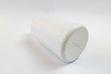 50ml Matte White Glass Dropper Bottle with Tamper Evident Ribbed Black Cap and EPE Liner (Type III)