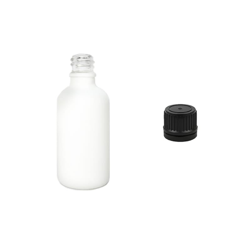 50ml Matte White Glass Dropper Bottle with Tamper Evident Ribbed Black Cap (Type II)