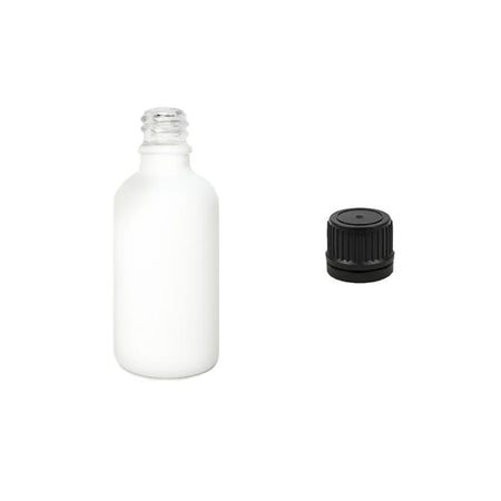 50ml Matte White Glass Dropper Bottle with Tamper Evident Ribbed Black Cap (Type II)