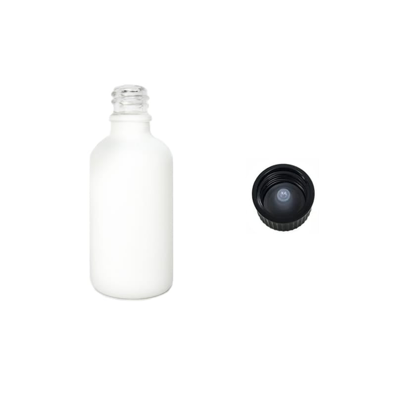 50ml Matte White Glass Dropper Bottle with Urea Black Cap with Polycone Insert DIN 18mm