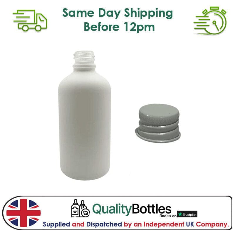 50ml Matte White Glass Dropper Bottle with White DIN18 Cap - Pack of 12