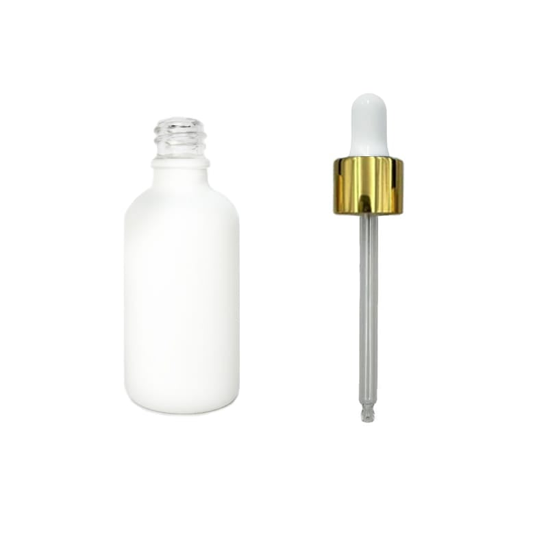 50ml Matte White Glass Dropper Bottle with White & Gold Dropper