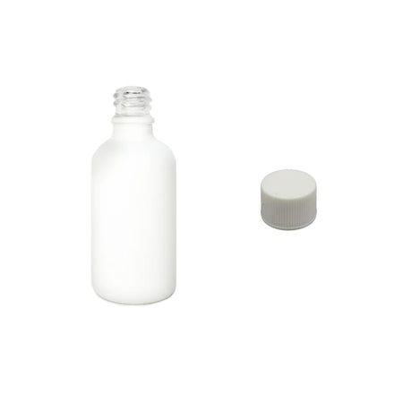 50ml Matte White Glass Dropper Bottle with White PP Wadded Cap DIN 18mm
