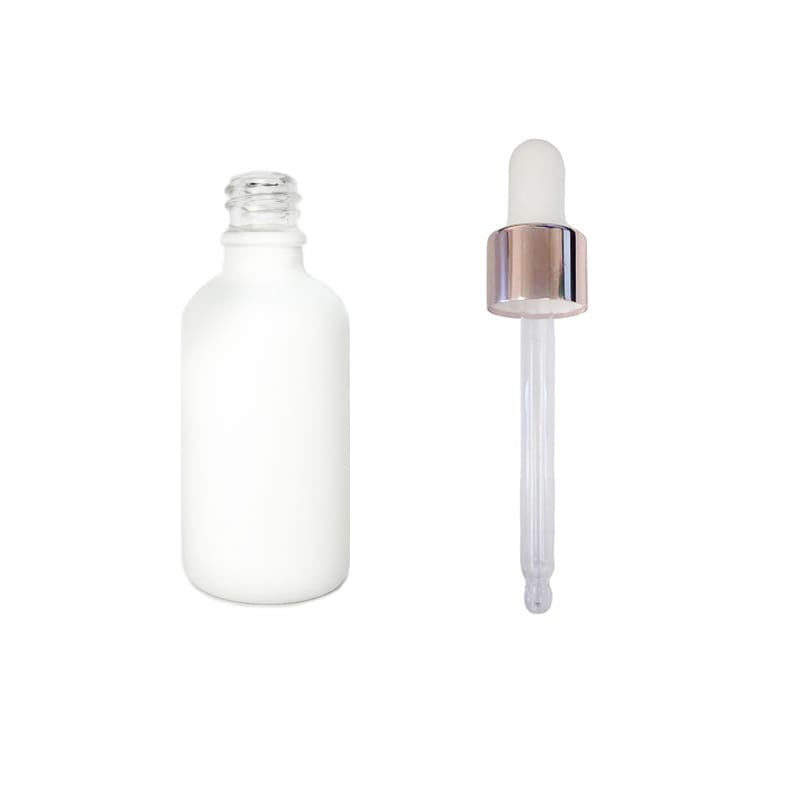 50ml Matte White Glass Dropper Bottle with White & Rose Gold Dropper