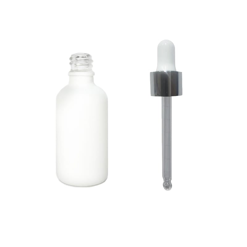 50ml Matte White Glass Dropper Bottle with White & Silver Dropper