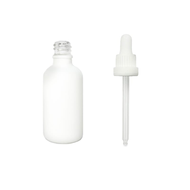 50ml Matte White Glass Dropper Bottle with White Tamper Evident Dropper (Type III)