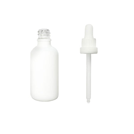 50ml Matte White Glass Dropper Bottle with White Tamper Evident Dropper (Type III)