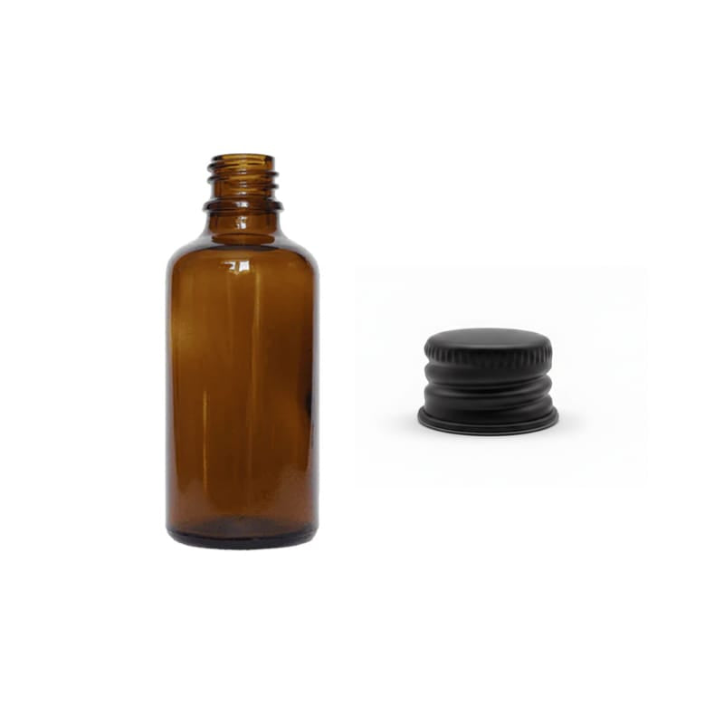 50ml Premium Amber Glass Dropper Bottle with Black Aluminium Cap