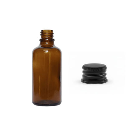 50ml Premium Amber Glass Dropper Bottle with Black Anodised Aluminium Cap