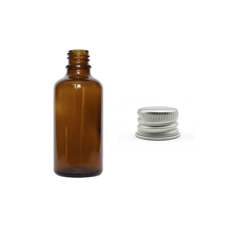 50ml Premium Amber Glass Dropper Bottle with Silver Aluminium Cap