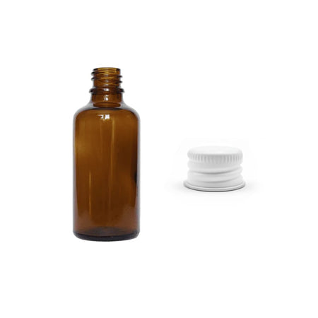 50ml Premium Amber Glass Dropper Bottle with White Aluminium Cap