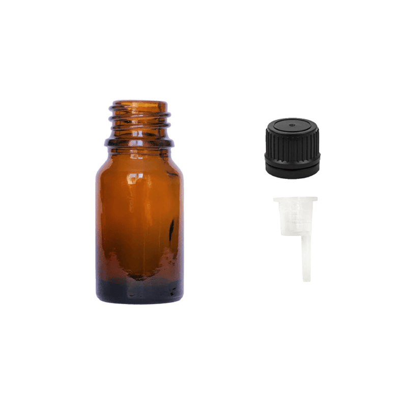 5ml Amber Glass Dropper Bottle with 0.6mm Dripper Insert and Tamper Evident Black Cap (Type II)