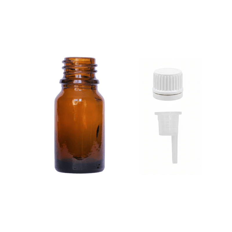 5ml Amber Glass Dropper Bottle with 0.6mm Dripper Insert and Tamper Evident White Cap (Type II)
