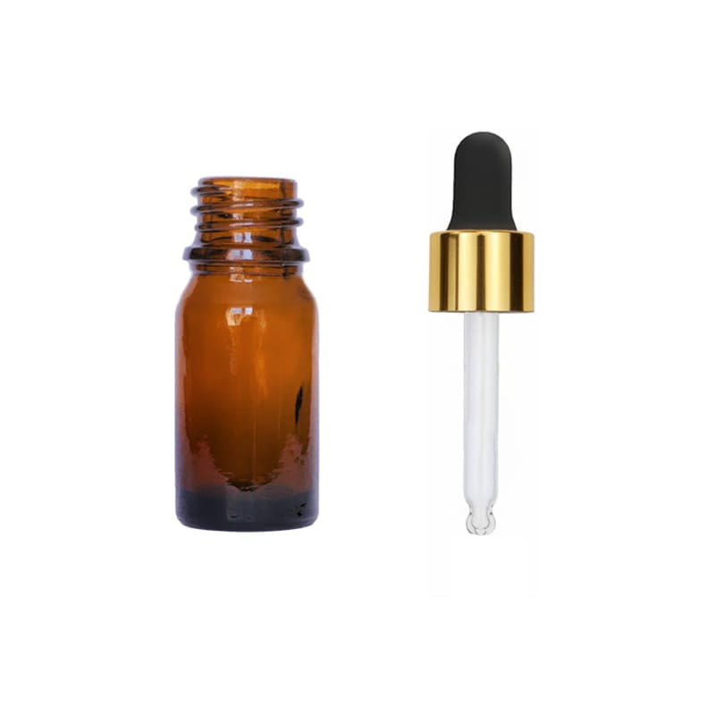 5ml Amber Glass Dropper Bottle with Black & Gold Dropper