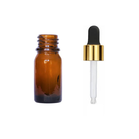 5ml Amber Glass Dropper Bottle with Black & Gold Dropper