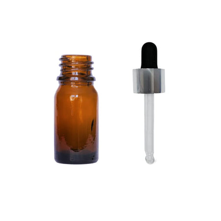 5ml Amber Glass Dropper Bottle with Black & Silver Dropper
