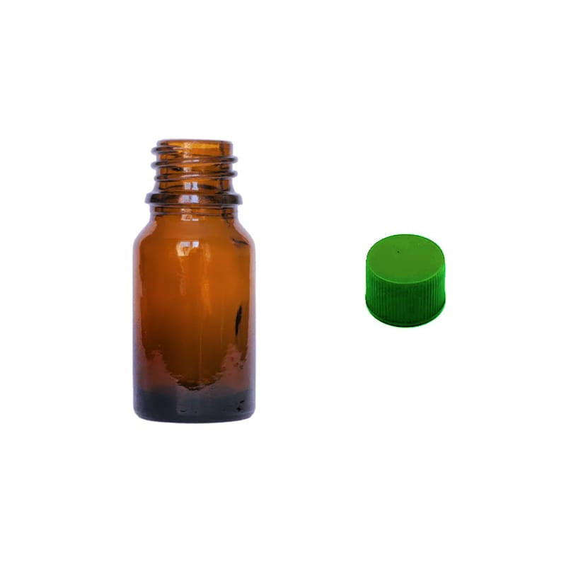 5ml Amber Glass Dropper Bottle with Green PP Wadded Cap DIN 18mm