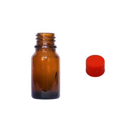 5ml Amber Glass Dropper Bottle with Red PP Wadded Cap DIN 18mm