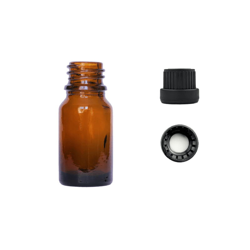 5ml Amber Glass Dropper Bottle with Tamper Evident Ribbed Black Cap and EPE Liner (Type III)