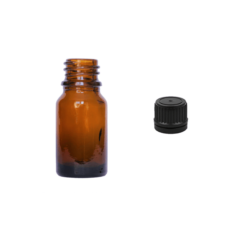 5ml Amber Glass Dropper Bottle with Tamper Evident Ribbed Black Cap (Type II)