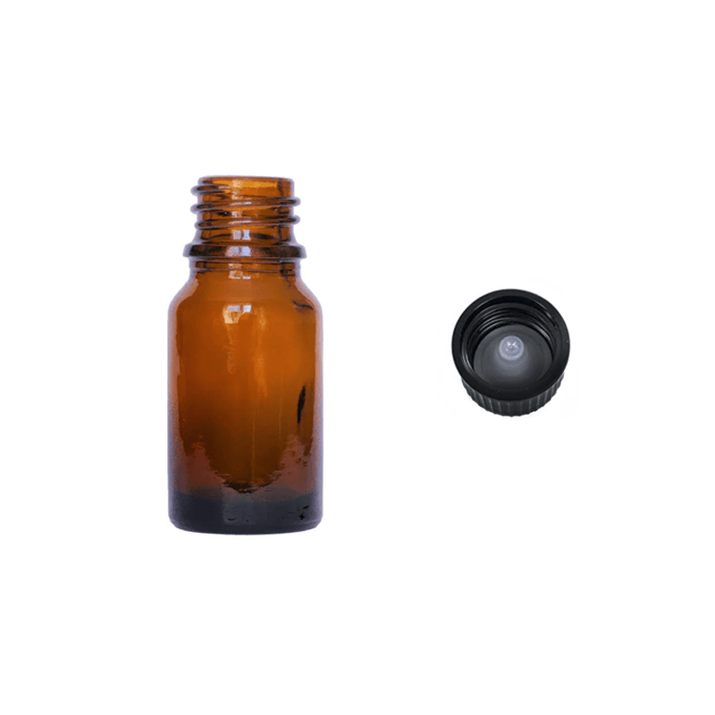 5ml Amber Glass Dropper Bottle with Urea Black Cap with Polycone Insert DIN 18mm