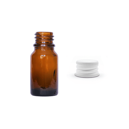 5ml Amber Glass Dropper Bottle with White Aluminium Cap