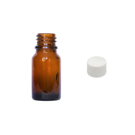 5ml Amber Glass Dropper Bottle with White PP Wadded Cap DIN 18mm
