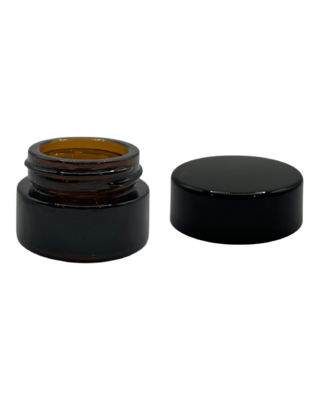 5ml Amber Glass Jar With Black ABS Lid - Pack of 15