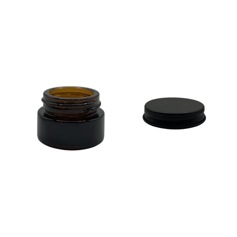 5ml Amber Glass Jar With Matte Black Aluminium Lid - Pack of 15