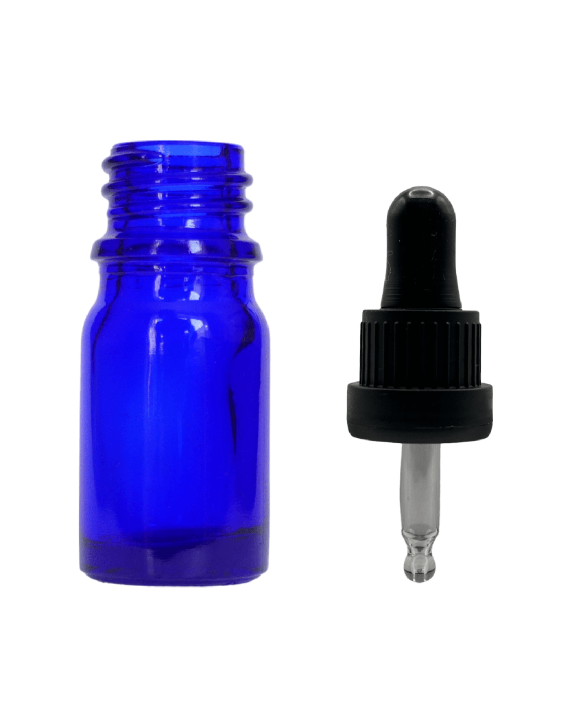 5ml Blue Glass Dropper Bottle & Black T/E Pipette