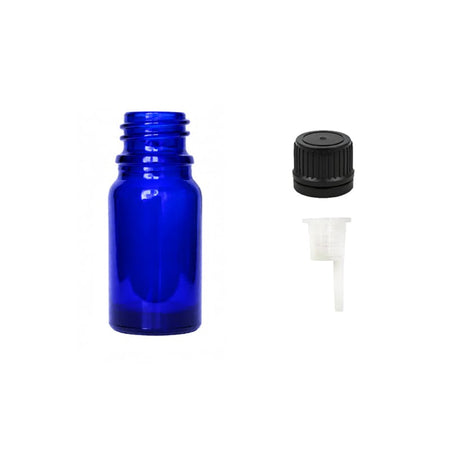 5ml Blue Glass Dropper Bottle with 0.6mm Dripper Insert and Tamper Evident Black Cap (Type II)