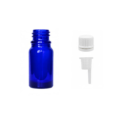 5ml Blue Glass Dropper Bottle with 0.6mm Dripper Insert and Tamper Evident White Cap (Type II)