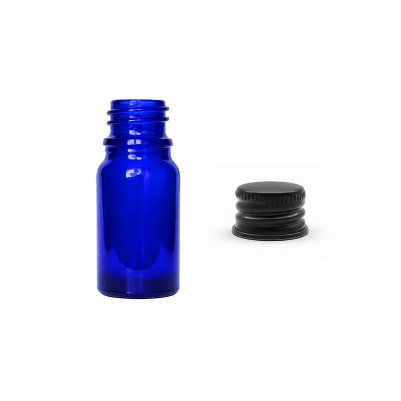 5ml Blue Glass Dropper Bottle with Black Anodised Aluminium Cap