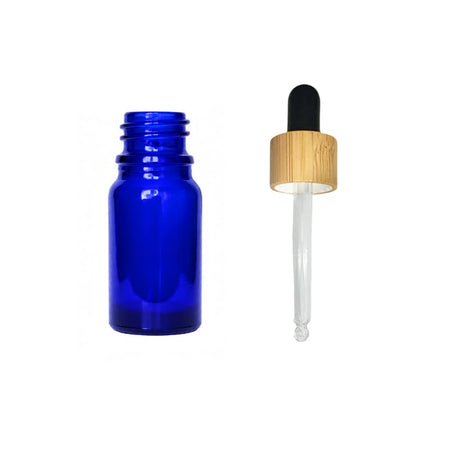 5ml Blue Glass Dropper Bottle with Black Bamboo Dropper