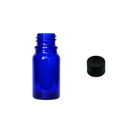 5ml Blue Glass Dropper Bottle with Black PP Wadded Cap DIN 18mm