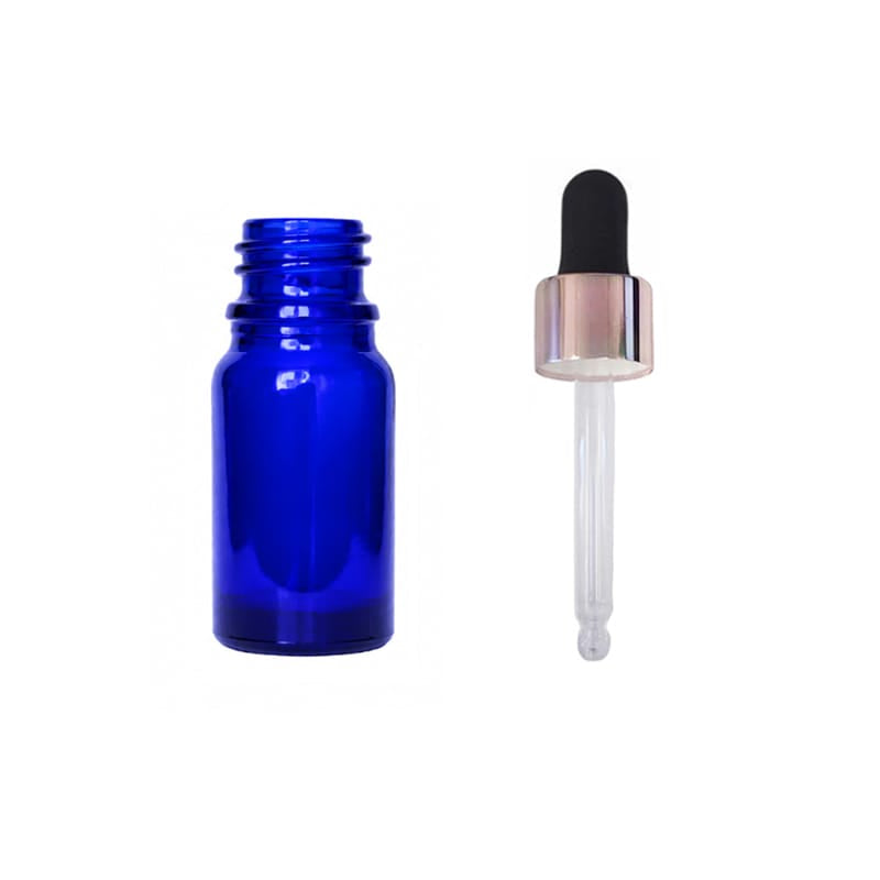 5ml Blue Glass Dropper Bottle with Black & Rose Gold Dropper