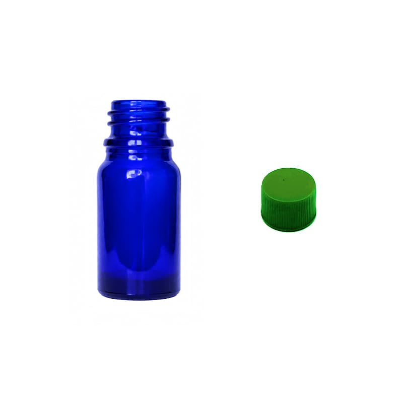 5ml Blue Glass Dropper Bottle with Green PP Wadded Cap DIN 18mm