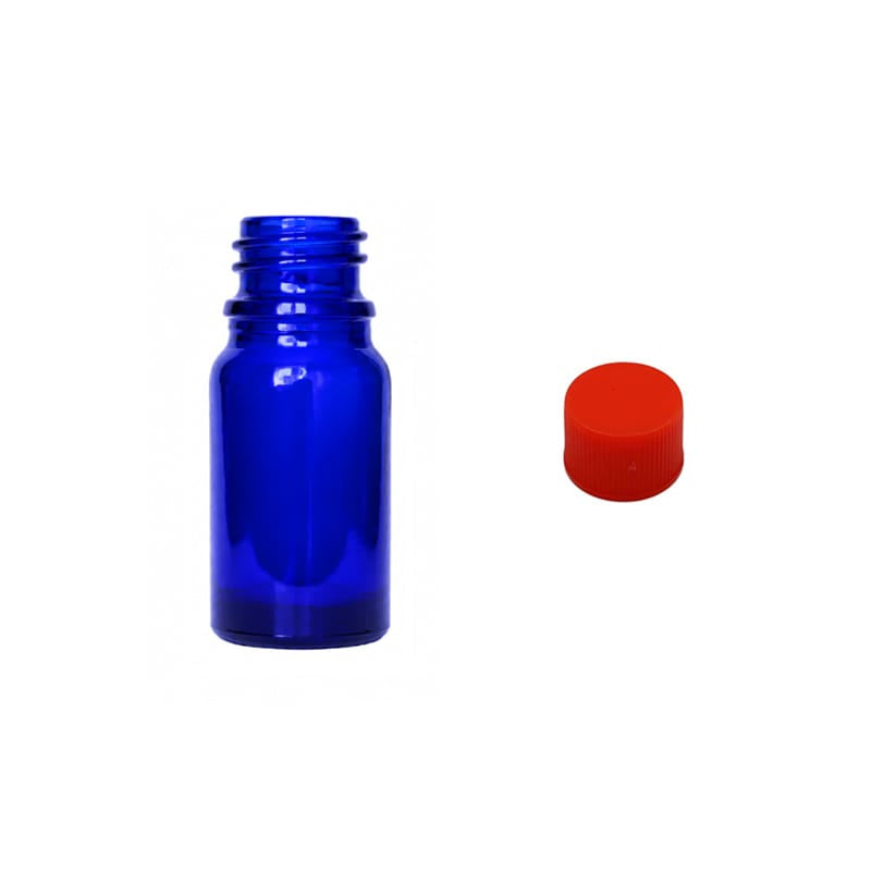 5ml Blue Glass Dropper Bottle with Red PP Wadded Cap DIN 18mm