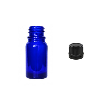 5ml Blue Glass Dropper Bottle with Tamper Evident Ribbed Black Cap (Type II)