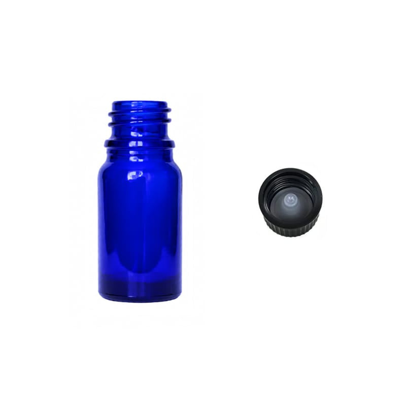 5ml Blue Glass Dropper Bottle with Urea Black Cap with Polycone Insert DIN 18mm
