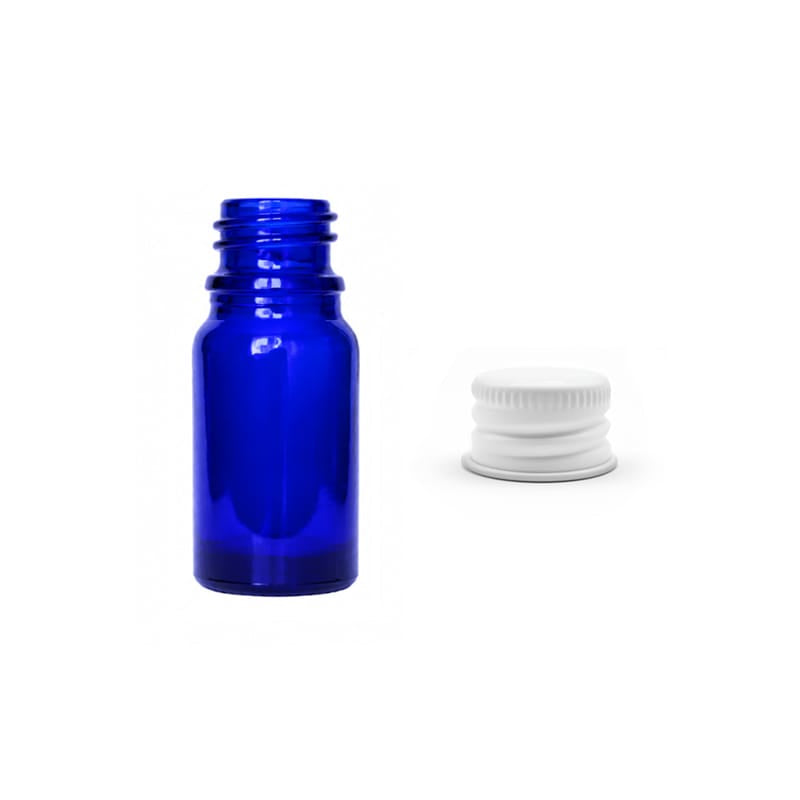 5ml Blue Glass Dropper Bottle with White Aluminium Cap