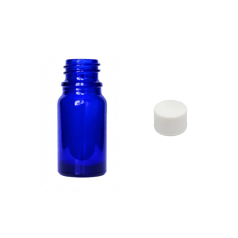 5ml Blue Glass Dropper Bottle with White PP Wadded Cap DIN 18mm