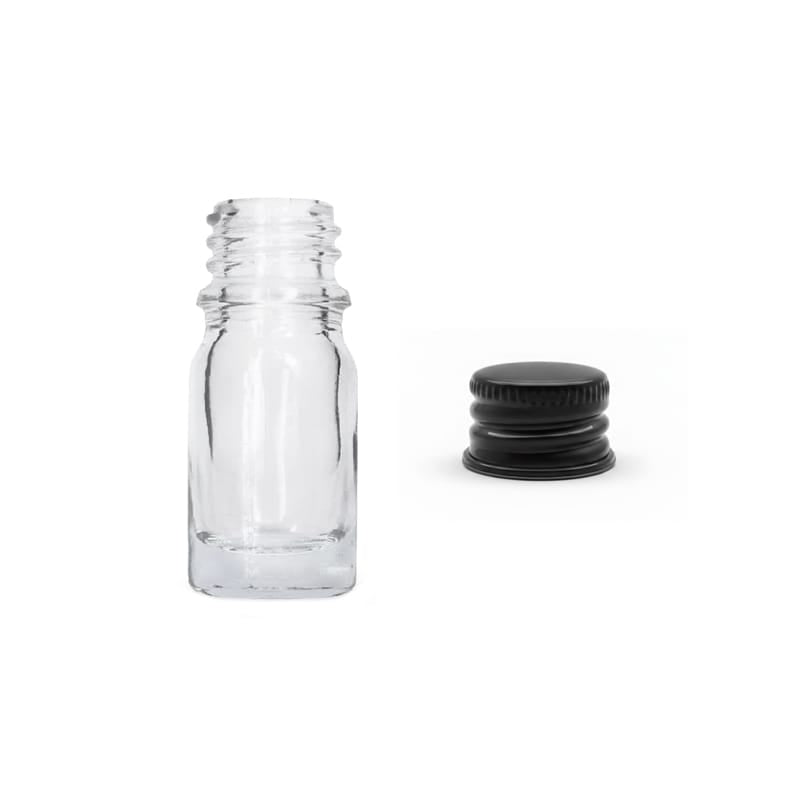 5ml Clear Glass Dropper Bottle with Black Anodised Aluminium Cap
