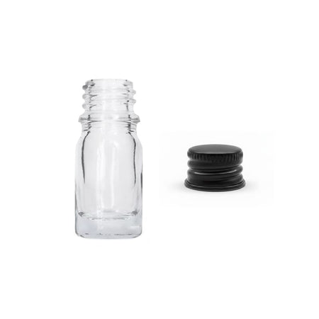 5ml Clear Glass Dropper Bottle with Black Anodised Aluminium Cap