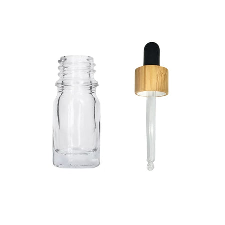 5ml Clear Glass Dropper Bottle with Black Bamboo Dropper