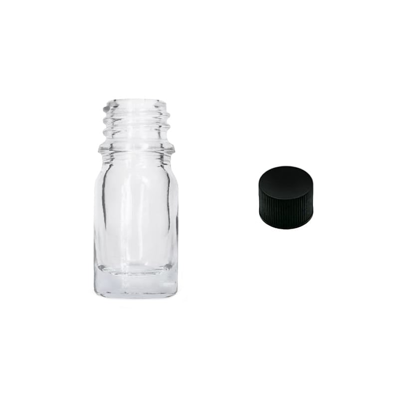 5ml Clear Glass Dropper Bottle with Black PP Wadded Cap DIN 18mm