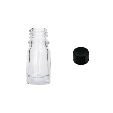 5ml Clear Glass Dropper Bottle with Black PP Wadded Cap DIN 18mm