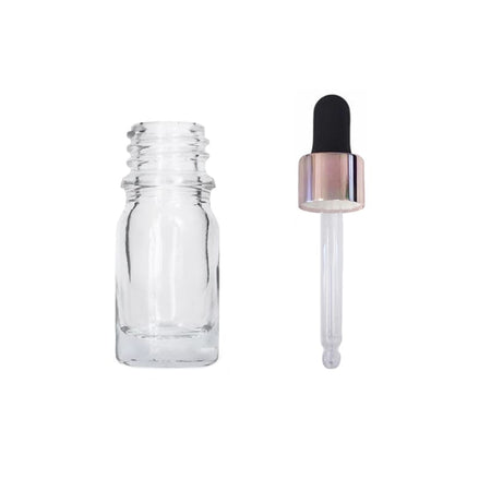 5ml Clear Glass Dropper Bottle with Black & Rose Gold Dropper